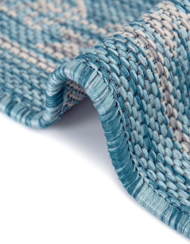 Light Aqua 7' 1 x 10' Outdoor Traditional Rectangle Area Rug Weather Resistant for Patio, Deck, Terrace, Balcony, Porch Classical Design Outside Carpet for Sale at Rug Engine