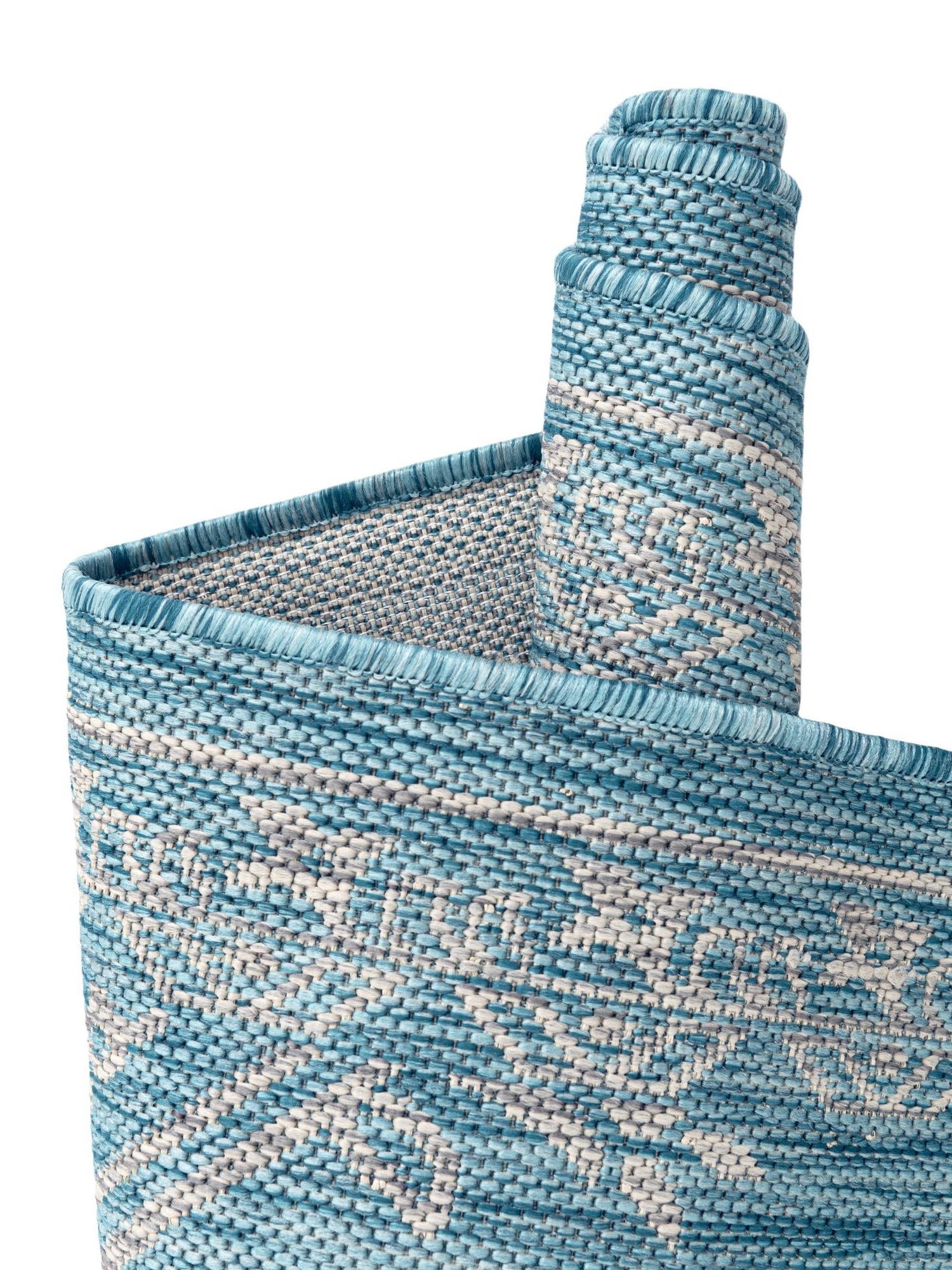 Light Aqua 6' 1 x 9' Outdoor Traditional Rectangle Area Rug Weather Resistant for Patio, Deck, Terrace, Balcony, Porch Classical Design Outside Carpet for Sale at Rug Engine
