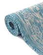Light Aqua 9' x 12' Outdoor Traditional Rectangle Area Rug Weather Resistant for Patio, Deck, Terrace, Balcony, Porch Classical Design Outside Carpet for Sale at Rug Engine
