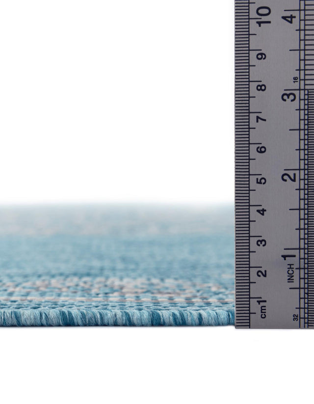 Light Aqua 2' x 6' 1 Outdoor Traditional Runner Area Rug Weather Resistant for Patio, Deck, Terrace, Balcony, Porch Classical Design Outside Carpet for Sale at Rug Engine