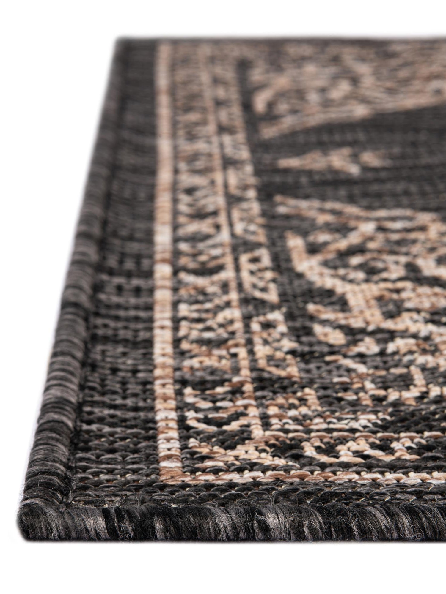 Charcoal Gray 4' 1 x 6' 1 Outdoor Traditional Rectangle Area Rug Weather Resistant for Patio, Deck, Terrace, Balcony, Porch Classical Design Outside Carpet for Sale at Rug Engine