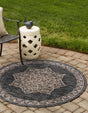 Charcoal Gray 13' 1 x 13' 1 Outdoor Traditional Round Area Rug Weather Resistant for Patio, Deck, Terrace, Balcony, Porch Classical Design Outside Carpet for Sale at Rug Engine