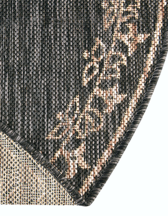 Charcoal Gray 4' 1 x 4' 1 Outdoor Traditional Round Area Rug Weather Resistant for Patio, Deck, Terrace, Balcony, Porch Classical Design Outside Carpet for Sale at Rug Engine