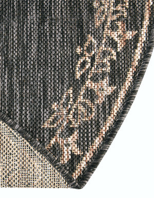 Charcoal Gray 11' x 11' Outdoor Traditional Round Area Rug Weather Resistant for Patio, Deck, Terrace, Balcony, Porch Classical Design Outside Carpet for Sale at Rug Engine