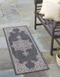 Charcoal Gray 2' x 6' 1 Outdoor Traditional Runner Area Rug Weather Resistant for Patio, Deck, Terrace, Balcony, Porch Classical Design Outside Carpet for Sale at Rug Engine