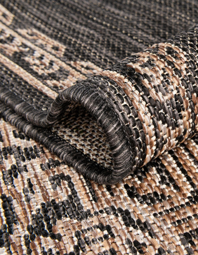 Charcoal Gray 3' x 10' Outdoor Traditional Runner Rug