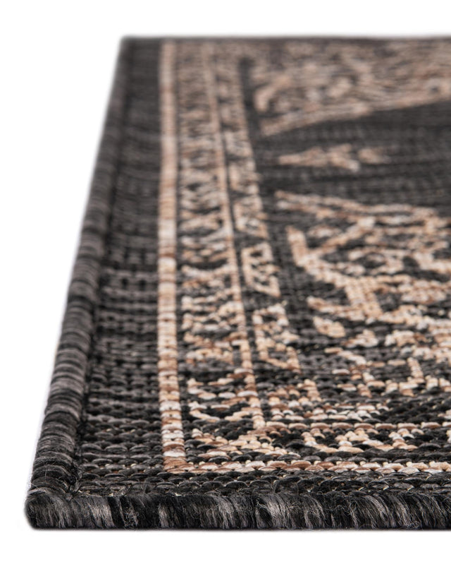 Charcoal Gray 3' x 10' Outdoor Traditional Runner Rug