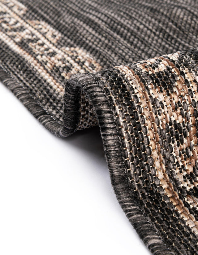 Charcoal Gray 3' x 10' Outdoor Traditional Runner Rug
