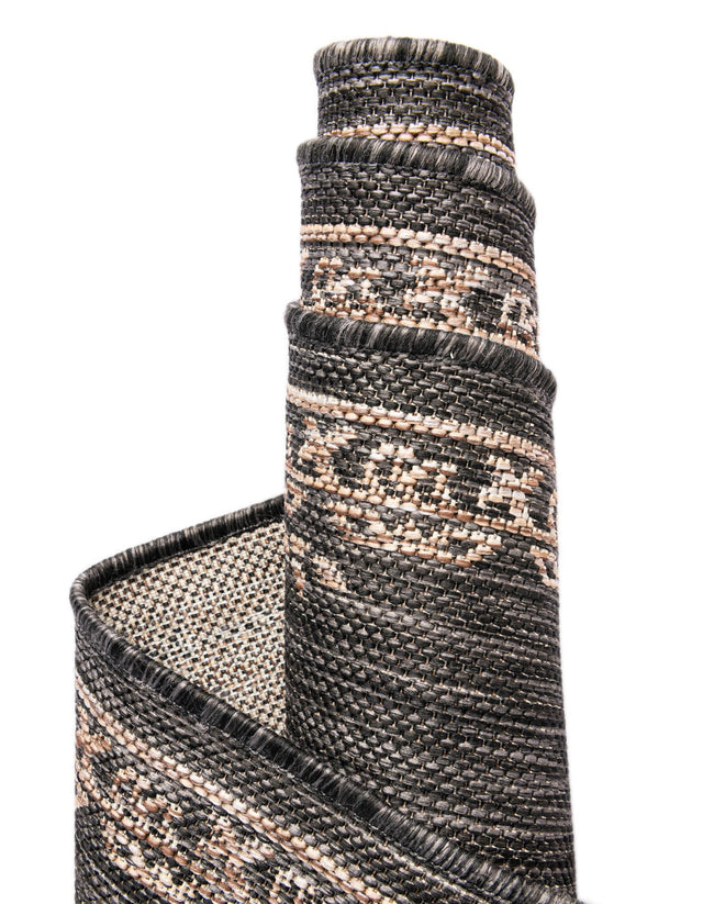 Charcoal Gray 3' x 10' Outdoor Traditional Runner Rug