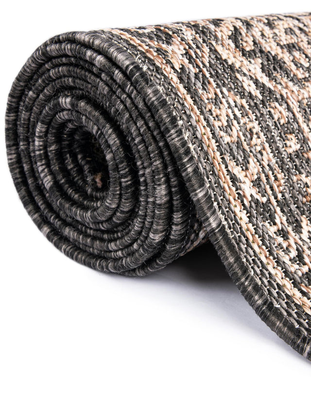 Charcoal Gray 3' x 10' Outdoor Traditional Runner Rug