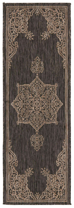 Charcoal Gray 2' x 6' 1 Outdoor Traditional Runner Area Rug Weather Resistant for Patio, Deck, Terrace, Balcony, Porch Classical Design Outside Carpet for Sale at Rug Engine