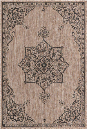 Beige 6' 1 x 9' Outdoor Traditional Rectangle Rug