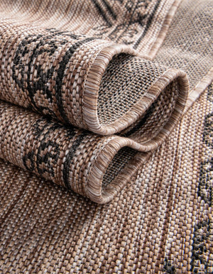 Beige 7' 10 x 11' Outdoor Traditional Rectangle Area Rug Weather Resistant for Patio, Deck, Terrace, Balcony, Porch Classical Design Outside Carpet for Sale at Rug Engine