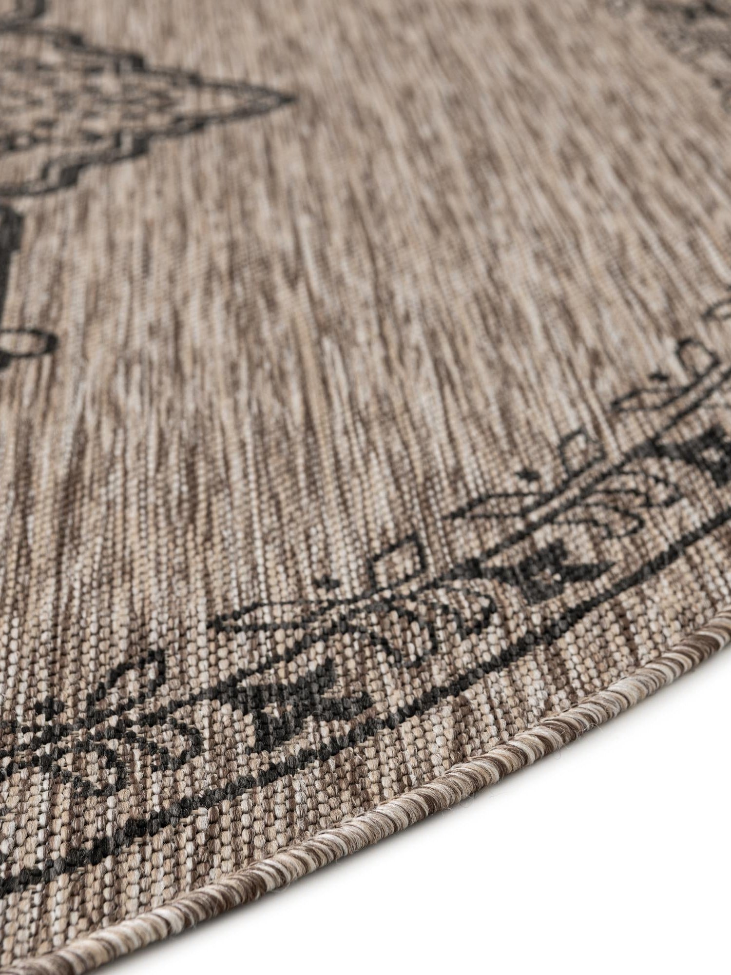 Beige 10' x 10' Outdoor Traditional Round Area Rug Weather Resistant for Patio, Deck, Terrace, Balcony, Porch Classical Design Outside Carpet for Sale at Rug Engine