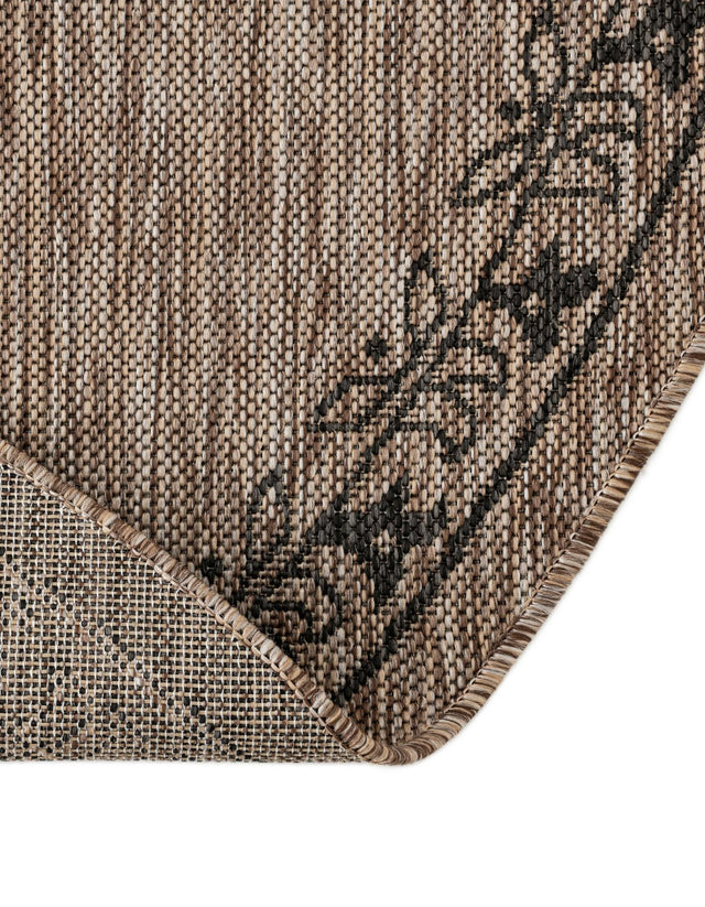 Beige 12' x 12' Outdoor Traditional Round Area Rug Weather Resistant for Patio, Deck, Terrace, Balcony, Porch Classical Design Outside Carpet for Sale at Rug Engine