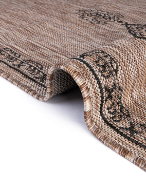 Beige 4' 1 x 4' 1 Outdoor Traditional Round Area Rug Weather Resistant for Patio, Deck, Terrace, Balcony, Porch Classical Design Outside Carpet for Sale at Rug Engine