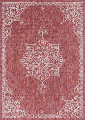 Rust Red 7' 10 x 11' Outdoor Traditional Rectangle Area Rug Weather Resistant for Patio, Deck, Terrace, Balcony, Porch