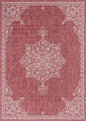 Rust Red 7' 1 x 10' Outdoor Traditional Rectangle Area Rug Weather Resistant for Patio, Deck, Terrace, Balcony, Porch Classical Design Outside Carpet for Sale at Rug Engine