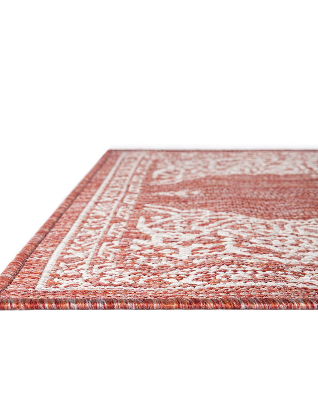 Rust Red 9' x 12' Outdoor Traditional Rectangle Area Rug Weather Resistant for Patio, Deck, Terrace, Balcony, Porch