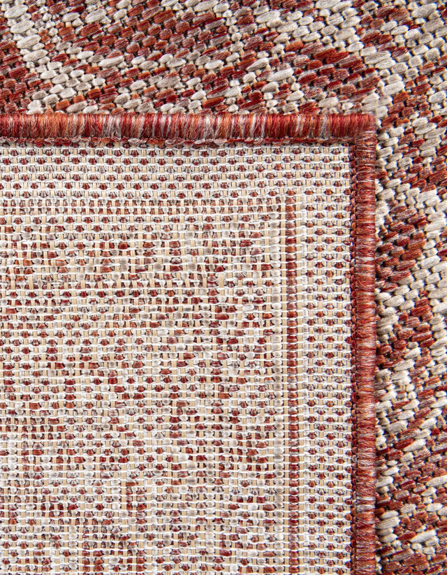 Rust Red 9' x 12' Outdoor Traditional Rectangle Area Rug Weather Resistant for Patio, Deck, Terrace, Balcony, Porch