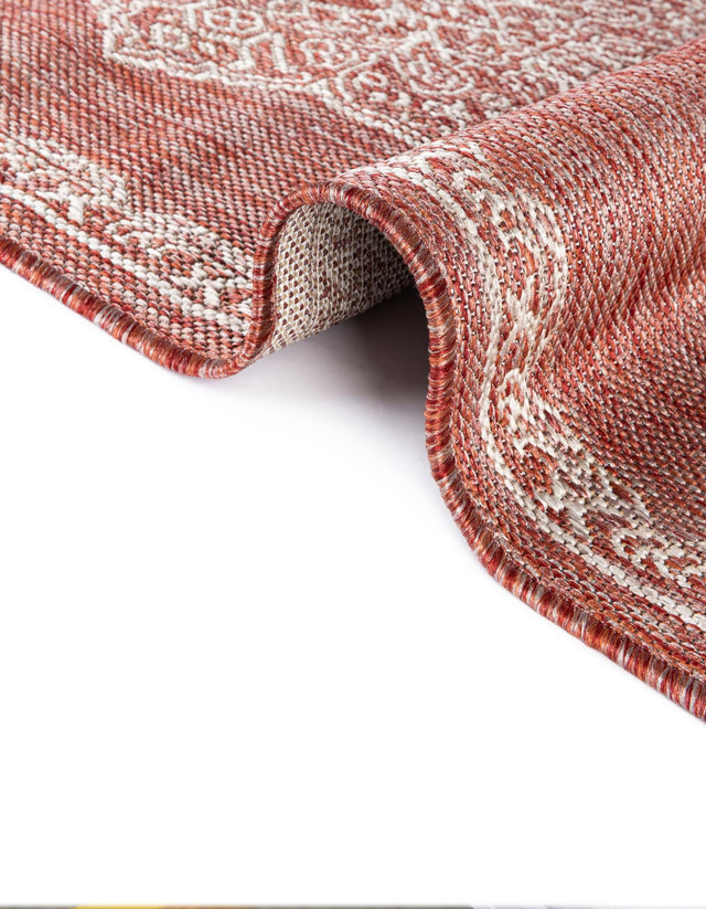 Rust Red 9' x 12' Outdoor Traditional Rectangle Area Rug Weather Resistant for Patio, Deck, Terrace, Balcony, Porch