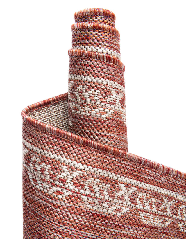 Rust Red 9' x 12' Outdoor Traditional Rectangle Area Rug Weather Resistant for Patio, Deck, Terrace, Balcony, Porch