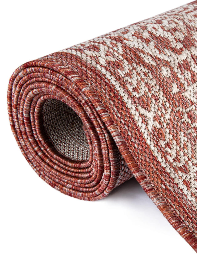 Rust Red 9' x 12' Outdoor Traditional Rectangle Area Rug Weather Resistant for Patio, Deck, Terrace, Balcony, Porch