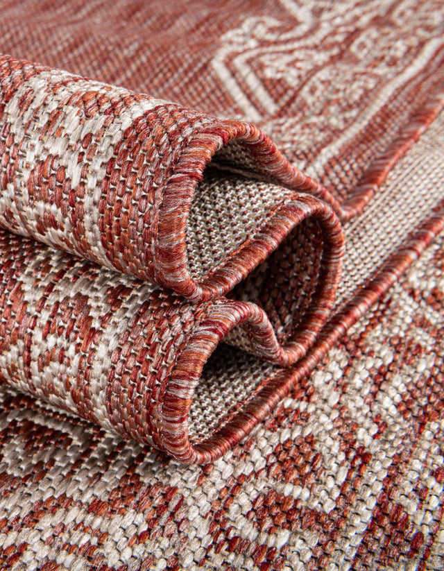 Rust Red 10' x 14' 1 Outdoor Traditional Rectangle Area Rug Weather Resistant for Patio, Deck, Terrace, Balcony, Porch Classical Design Outside Carpet for Sale at Rug Engine