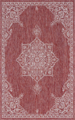 Rust Red 5' 3 x 8' Outdoor Traditional Rectangle Area Rug Weather Resistant for Patio, Deck, Terrace, Balcony, Porch Classical Design Outside Carpet for Sale at Rug Engine