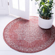 Rust Red 4' 1 x 4' 1 Outdoor Traditional Round Area Rug Weather Resistant for Patio, Deck, Terrace, Balcony, Porch Classical Design Outside Carpet for Sale at Rug Engine