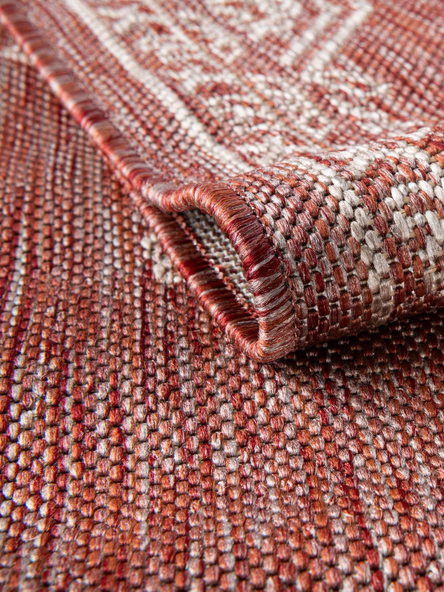 Rust Red 7' 10 x 7' 10 Outdoor Traditional Round Area Rug Weather Resistant for Patio, Deck, Terrace, Balcony, Porch Classical Design Outside Carpet for Sale at Rug Engine