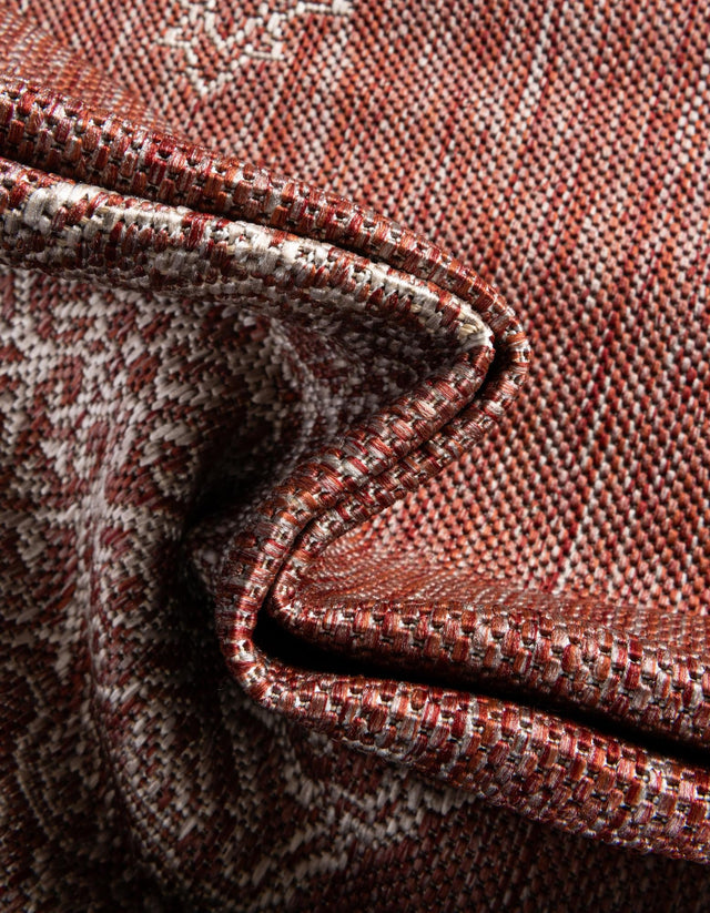 Rust Red 4' 1 x 4' 1 Outdoor Traditional Round Area Rug Weather Resistant for Patio, Deck, Terrace, Balcony, Porch