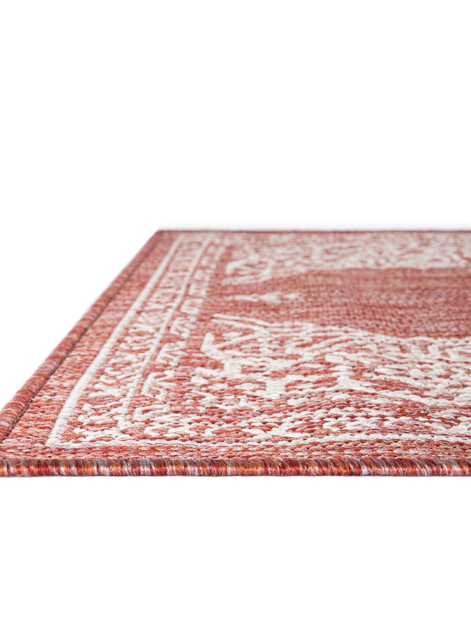 Rust Red 2' x 8' Outdoor Traditional Runner Area Rug Weather Resistant for Patio, Deck, Terrace, Balcony, Porch Classical Design Outside Carpet for Sale at Rug Engine