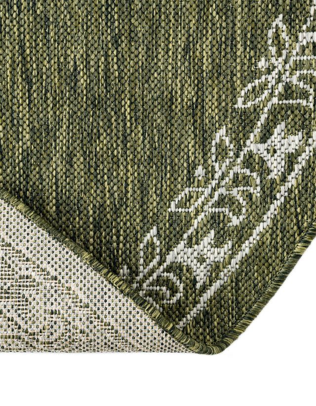 Green 10' x 10' Outdoor Traditional Round Area Rug Weather Resistant for Patio, Deck, Terrace, Balcony, Porch Classical Design Outside Carpet for Sale at Rug Engine