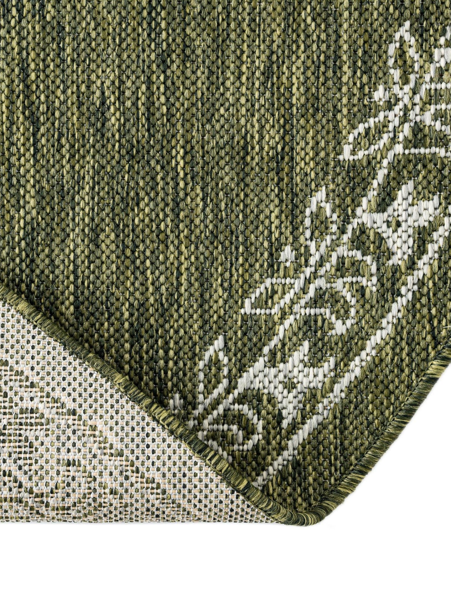 Green 6' 1 x 6' 1 Outdoor Traditional Round Area Rug Weather Resistant for Patio, Deck, Terrace, Balcony, Porch Classical Design Outside Carpet for Sale at Rug Engine