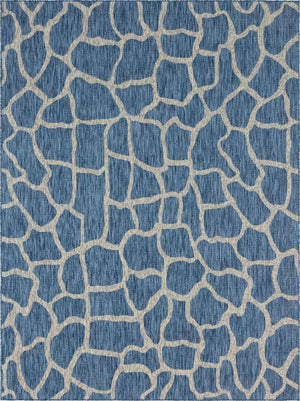 Blue 9' x 12' Outdoor Safari Rectangle Area Rug Weather Resistant for Patio, Deck, Terrace, Balcony, Porch Animal Print Wildlife Nature Carpet for Sale at Rug Engine