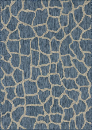Blue 7' 10 x 11' Outdoor Safari Rectangle Area Rug Weather Resistant for Patio, Deck, Terrace, Balcony, Porch Animal Print Wildlife Nature Carpet for Sale at Rug Engine