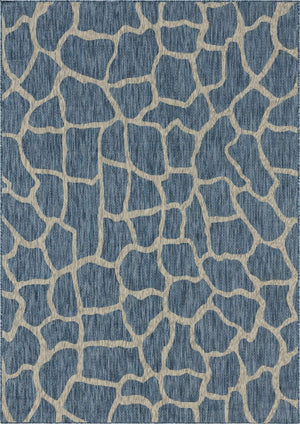 Blue 7' 1 x 10' Outdoor Safari Rectangle Area Rug Weather Resistant for Patio, Deck, Terrace, Balcony, Porch Animal Print Wildlife Nature Carpet for Sale at Rug Engine