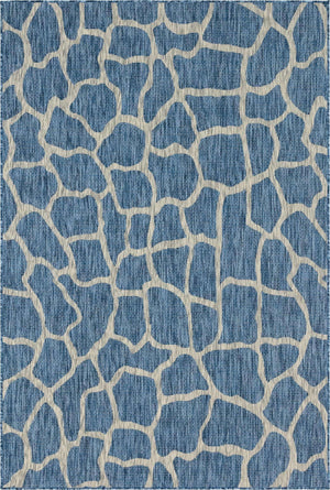 Blue 6' 1 x 9' Outdoor Safari Rectangle Area Rug Weather Resistant for Patio, Deck, Terrace, Balcony, Porch Animal Print Wildlife Nature Carpet for Sale at Rug Engine