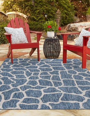 Blue 7' 1 x 10' Outdoor Safari Rectangle Area Rug Weather Resistant for Patio, Deck, Terrace, Balcony, Porch Animal Print Wildlife Nature Carpet for Sale at Rug Engine