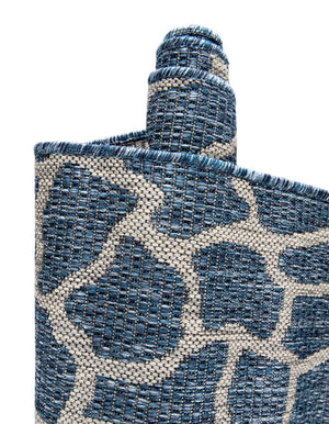 Blue 7' 10 x 11' Outdoor Safari Rectangle Area Rug Weather Resistant for Patio, Deck, Terrace, Balcony, Porch Animal Print Wildlife Nature Carpet for Sale at Rug Engine