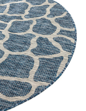 Blue 4' 1 x 4' 1 Outdoor Safari Round Area Rug Weather Resistant for Patio, Deck, Terrace, Balcony, Porch Animal Print Wildlife Nature Carpet for Sale at Rug Engine