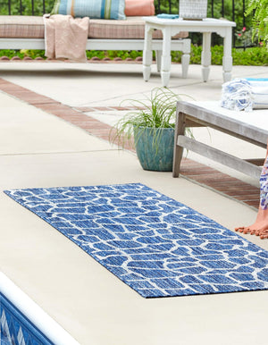 Blue 2' x 6' 1 Outdoor Safari Runner Area Rug Weather Resistant for Patio, Deck, Terrace, Balcony, Porch Animal Print Wildlife Nature Carpet for Sale at Rug Engine