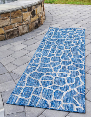 Blue 2' x 6' 1 Outdoor Safari Runner Area Rug Weather Resistant for Patio, Deck, Terrace, Balcony, Porch Animal Print Wildlife Nature Carpet for Sale at Rug Engine