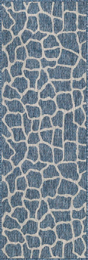 Blue 2' x 6' 1 Outdoor Safari Runner Area Rug Weather Resistant for Patio, Deck, Terrace, Balcony, Porch Animal Print Wildlife Nature Carpet for Sale at Rug Engine