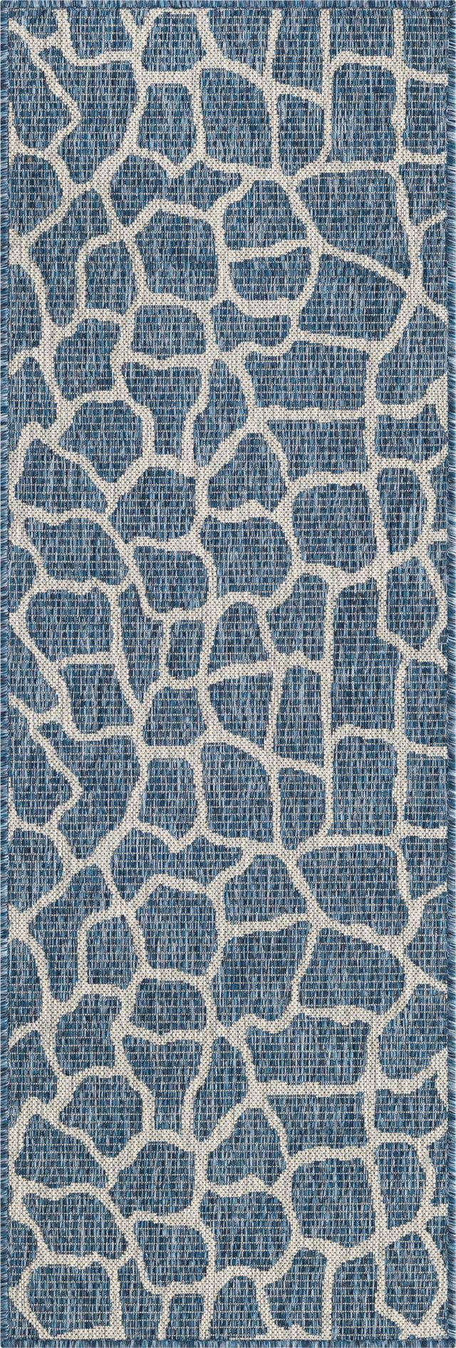 Blue 2' x 6' 1 Outdoor Safari Runner Area Rug Weather Resistant for Patio, Deck, Terrace, Balcony, Porch Animal Print Wildlife Nature Carpet for Sale at Rug Engine
