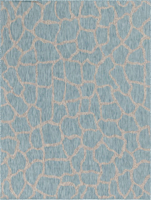 Light Aqua 9' x 12' Outdoor Safari Rectangle Area Rug Weather Resistant for Patio, Deck, Terrace, Balcony, Porch Animal Print Wildlife Nature Carpet for Sale at Rug Engine