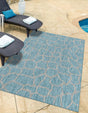 Light Aqua 4' 1 x 6' 1 Outdoor Safari Rectangle Area Rug Weather Resistant for Patio, Deck, Terrace, Balcony, Porch Animal Print Wildlife Nature Carpet for Sale at Rug Engine