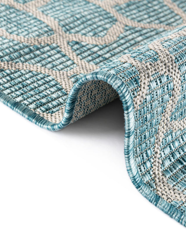 Light Aqua 9' x 12' Outdoor Safari Rectangle Area Rug Weather Resistant for Patio, Deck, Terrace, Balcony, Porch Animal Print Wildlife Nature Carpet for Sale at Rug Engine