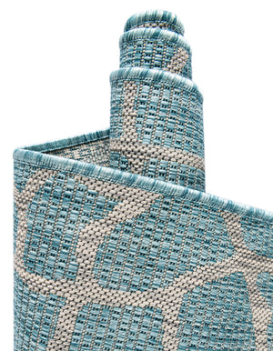 Light Aqua 5' 3 x 8' Outdoor Safari Rectangle Area Rug Weather Resistant for Patio, Deck, Terrace, Balcony, Porch Animal Print Wildlife Nature Carpet for Sale at Rug Engine